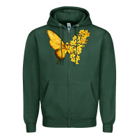 Sports Green flowers and childhood cancer ribbon butterfly Zipper Hoodie - texasbilliewilder