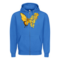 True Royal flowers and childhood cancer ribbon butterfly Zipper Hoodie - texasbilliewilder
