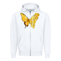 White flowers and childhood cancer ribbon butterfly Zipper Hoodie - texasbilliewilder