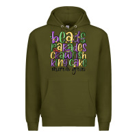 Army Green beads parades crawfish king cake mardi gras Premium Hoodie - MaliasSmallBusiness