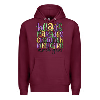 Burgundy beads parades crawfish king cake mardi gras Premium Hoodie - MaliasSmallBusiness