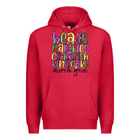 Cardinal beads parades crawfish king cake mardi gras Premium Hoodie - MaliasSmallBusiness