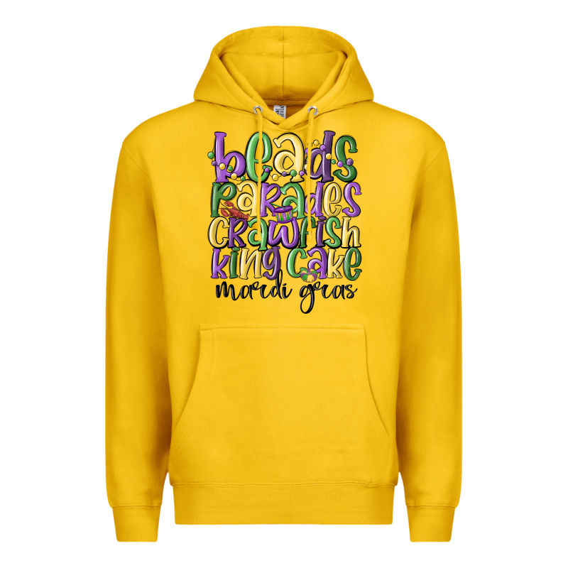 Beads Parades Crawfish King Cake Mardi Gras Premium Hoodie by MaliasSmallBusiness | Teevron