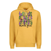 Mustard beads parades crawfish king cake mardi gras Premium Hoodie - MaliasSmallBusiness