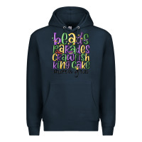 Navy beads parades crawfish king cake mardi gras Premium Hoodie - MaliasSmallBusiness