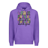 Purple beads parades crawfish king cake mardi gras Premium Hoodie - MaliasSmallBusiness