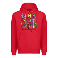 Red beads parades crawfish king cake mardi gras Premium Hoodie - MaliasSmallBusiness