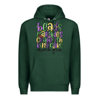 Sports Green beads parades crawfish king cake mardi gras Premium Hoodie - MaliasSmallBusiness