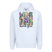 White beads parades crawfish king cake mardi gras Premium Hoodie - MaliasSmallBusiness