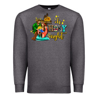 Charcoal Heather oh holy night with sunflower and cross Premium Sweatshirt - AdoDesignShop