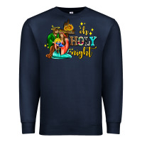 Navy oh holy night with sunflower and cross Premium Sweatshirt - AdoDesignShop