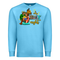 Ocean Blue oh holy night with sunflower and cross Premium Sweatshirt - AdoDesignShop