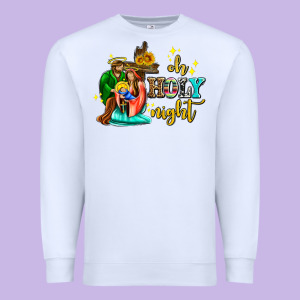 Oh Holy Night With Sunflower And Cross Premium Sweatshirt Designed By Adodesignshop