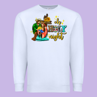 Oh Holy Night With Sunflower And Cross Premium Sweatshirt Designed By Adodesignshop