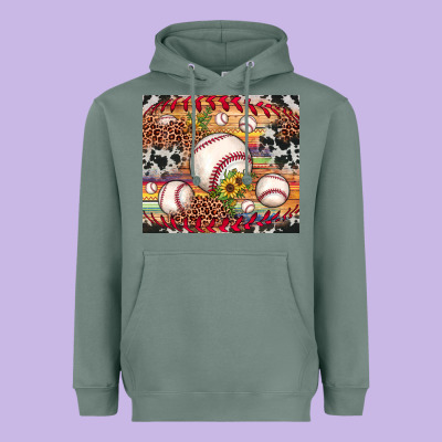 Baseball Leopard Cowhide Sunflower Heavyweight Hoodie Designed By Jahusdesignshop