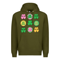 Army Green st.patrick's day clovers Premium Hoodie - MaliasSmallBusiness