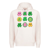 Pale Pink st.patrick's day clovers Premium Hoodie - MaliasSmallBusiness