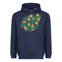 Navy christmas gingerbread cookies patch Heavyweight Hoodie - BundleAndBundleShop
