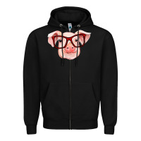 Black pig with red glasses Zipper Hoodie - RanaPortraitStore