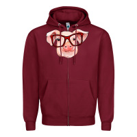 Burgundy pig with red glasses Zipper Hoodie - RanaPortraitStore