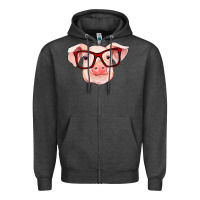 Charcoal Heather pig with red glasses Zipper Hoodie - RanaPortraitStore