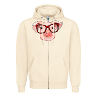 Sandshell pig with red glasses Zipper Hoodie - RanaPortraitStore