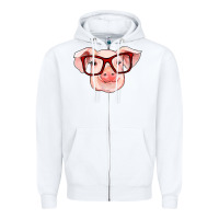 White pig with red glasses Zipper Hoodie - RanaPortraitStore