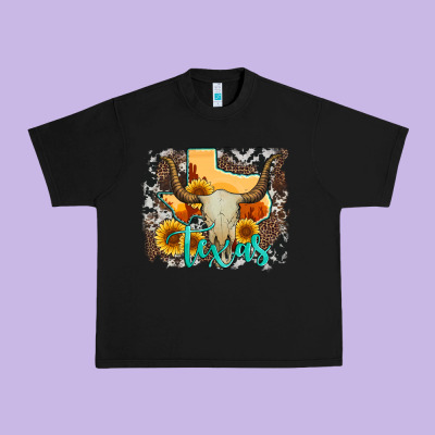 Western Texas  And Cowhide With Sunflower Urban Heavy Tee Designed By Artiststas