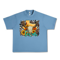 Pebble Blue western texas  and cowhide with sunflower Urban Heavy Tee - Artiststas