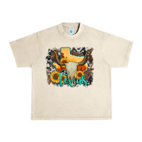 Sandshell western texas  and cowhide with sunflower Urban Heavy Tee - Artiststas