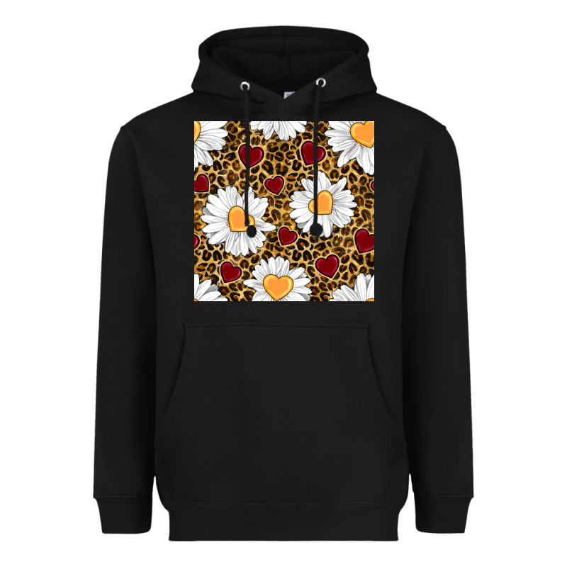 Valentines Day Daisy And Leopard Seamless Pattern Heavyweight Hoodie by BundleAndBundleShop | Teevron