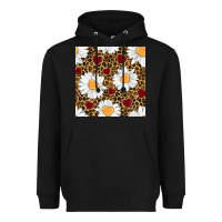 Black valentines day daisy and leopard seamless pattern Heavyweight Hoodie - BundleAndBundleShop