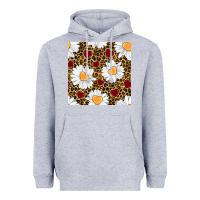 Heather Grey valentines day daisy and leopard seamless pattern Heavyweight Hoodie - BundleAndBundleShop