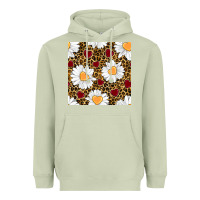 Matcha valentines day daisy and leopard seamless pattern Heavyweight Hoodie - BundleAndBundleShop