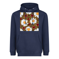 Navy valentines day daisy and leopard seamless pattern Heavyweight Hoodie - BundleAndBundleShop