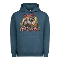 Pigment Midnight Navy cute but will fight you racoon western Urban Hoodie - NancyCooperArtShop