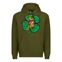Army Green dinosaur st patricks day Premium Hoodie - MaliasSmallBusiness