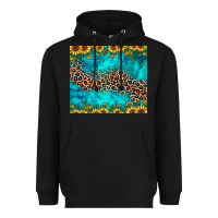 Black leopard turquoise sunflower Heavyweight Hoodie - JahusDesignShop