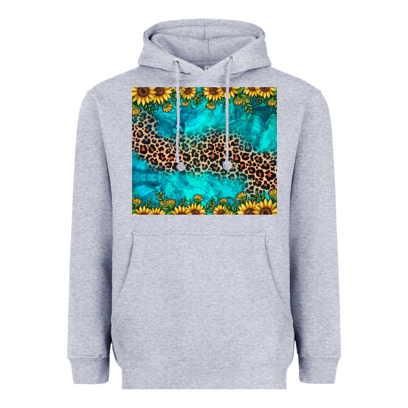 Leopard Turquoise Sunflower Heavyweight Hoodie by JahusDesignShop | Teevron