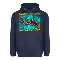 Navy leopard turquoise sunflower Heavyweight Hoodie - JahusDesignShop