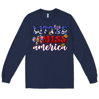 Navy little miss america Long Sleeve Tee - texasbilliewilder