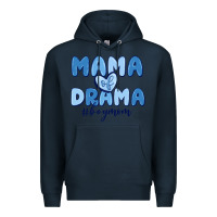 Navy mama of drama boy mom Premium Hoodie - MaliasSmallBusiness