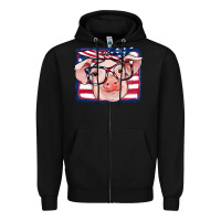 Black american flag pig Zipper Hoodie - RanaPortraitStore