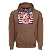 Chestnut american flag pig Zipper Hoodie - RanaPortraitStore