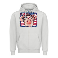 Dove Grey american flag pig Zipper Hoodie - RanaPortraitStore