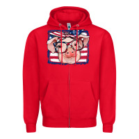 Red american flag pig Zipper Hoodie - RanaPortraitStore