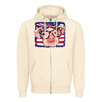 Sandshell american flag pig Zipper Hoodie - RanaPortraitStore