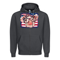 Smoke american flag pig Zipper Hoodie - RanaPortraitStore