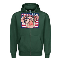 Sports Green american flag pig Zipper Hoodie - RanaPortraitStore