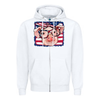 White american flag pig Zipper Hoodie - RanaPortraitStore
